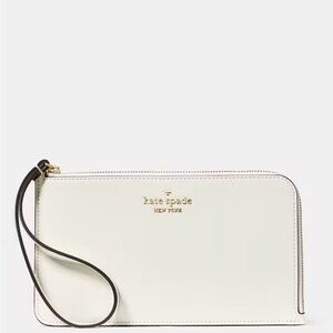 Kate Spade Medium Wristlet in Meringue with Gold Accents